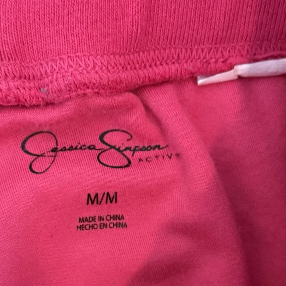 Jessica Simpson Pink Activewear Sweatpants Women's Size Medium Elastic Waist Y2K